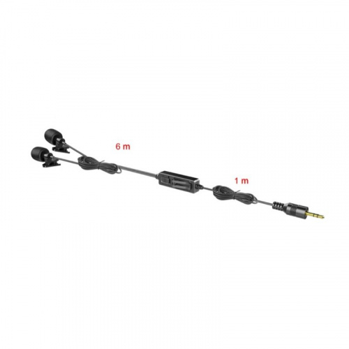 Микрофон петличный 2M двойной с кабелем 6м Saramonic LavMicro