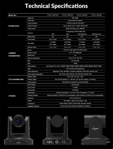 PTZ-камера Full HD AVMATRIX PTZ1271